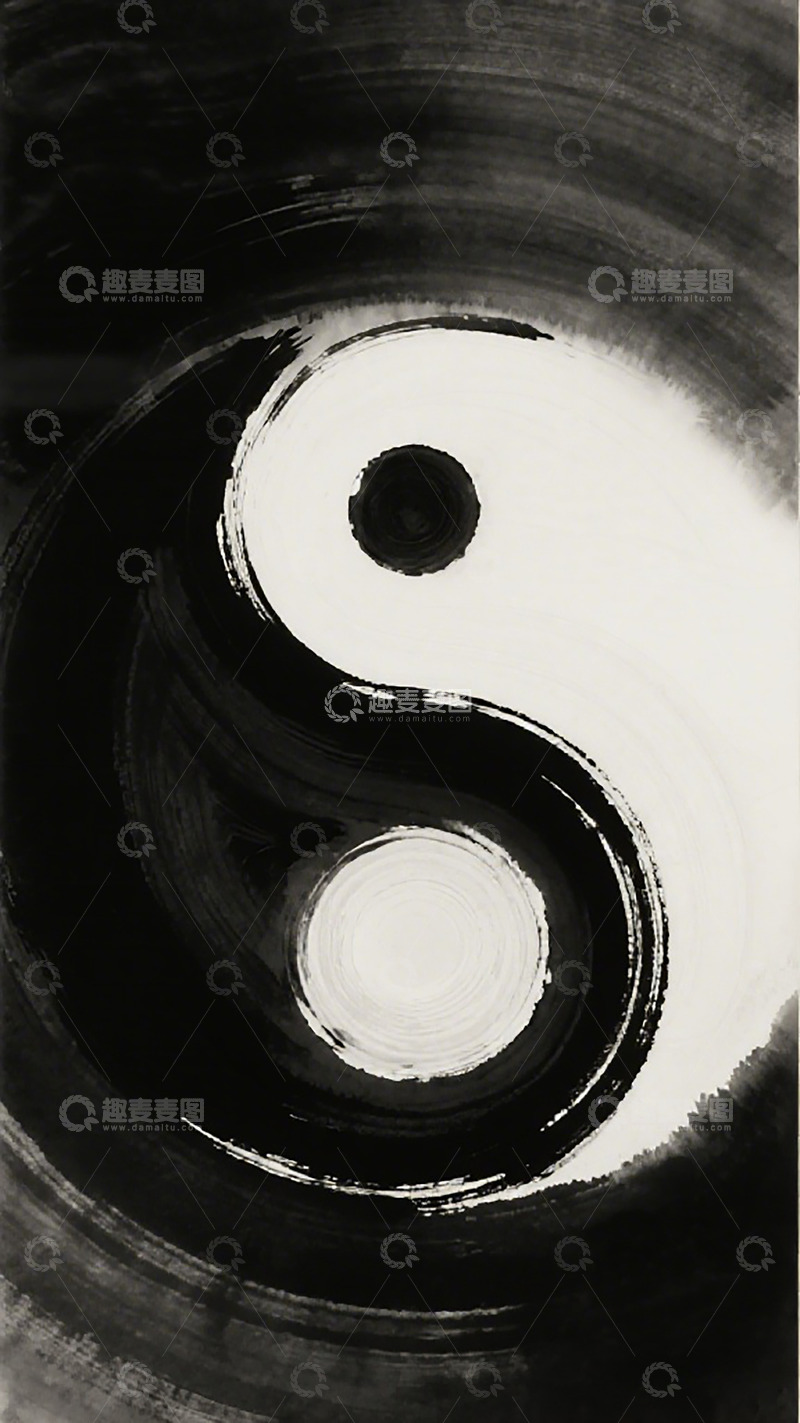 高清大图下载【趣麦麦图】水墨太极图艺术画作