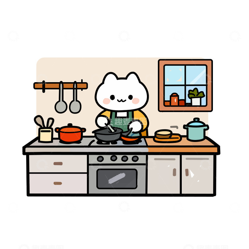 源文件下载【趣麦麦图】大厨小兔子做饭