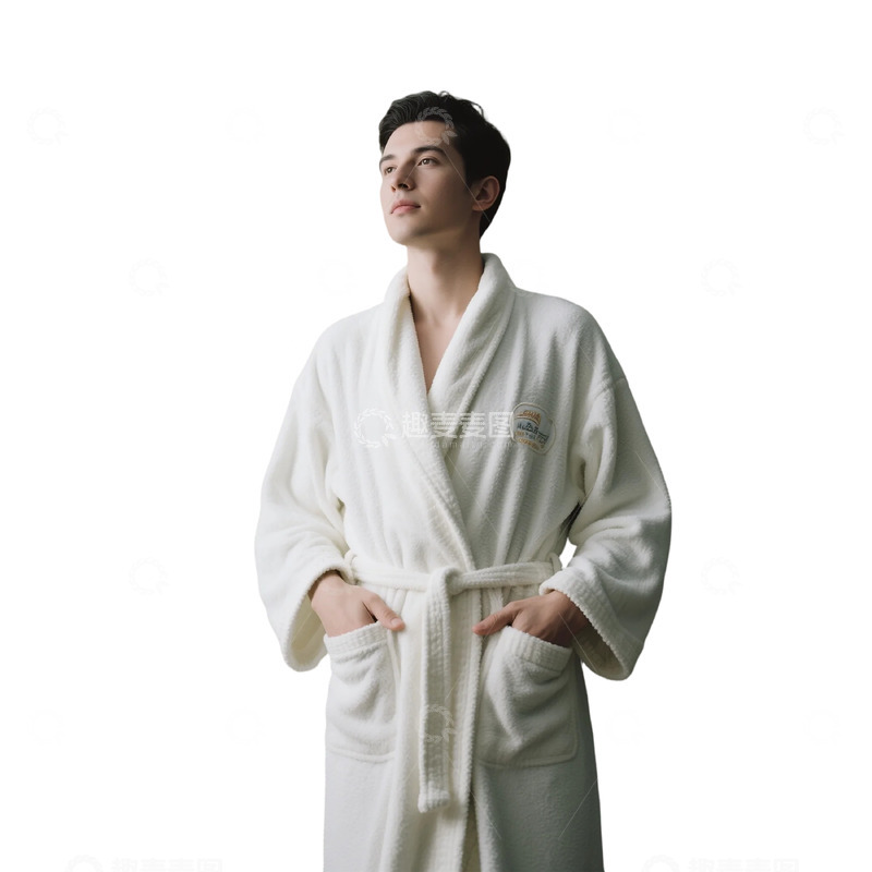 高清大图下载【趣麦麦图】白色浴袍模特展示