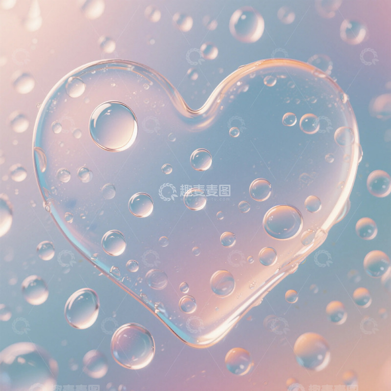 高清大图下载【趣麦麦图】水滴心形梦幻背景