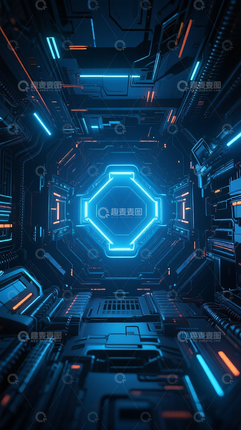 高清大图下载【趣麦麦图】科幻风格隧道内部图像