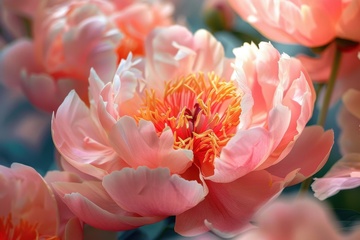 粉色牡丹花特写摄影