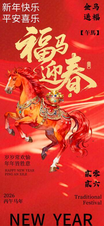 金马迎春喜庆海报设计素材