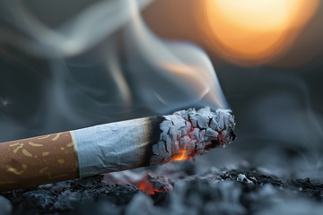 地面上燃烧的香烟