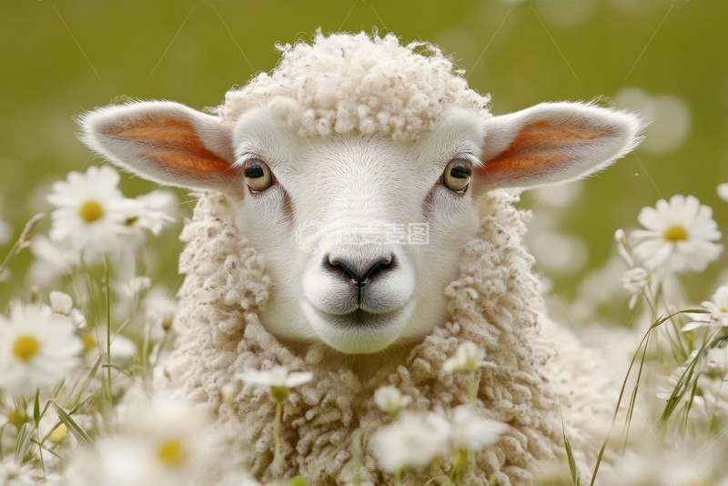高清大图下载【趣麦麦图】花丛中的绵羊摄影