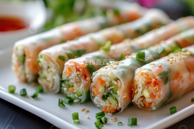 高清大图下载【趣麦麦图】美味的一盘蔬菜卷