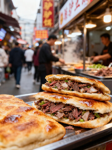 驴肉火烧  酥脆  招牌
