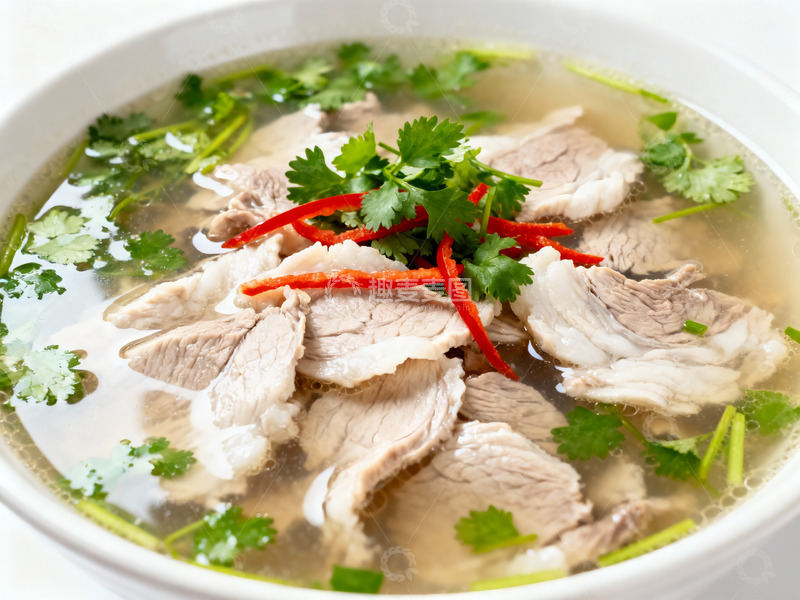 高清大图下载【趣麦麦图】清汤肉片香菜美食摄影