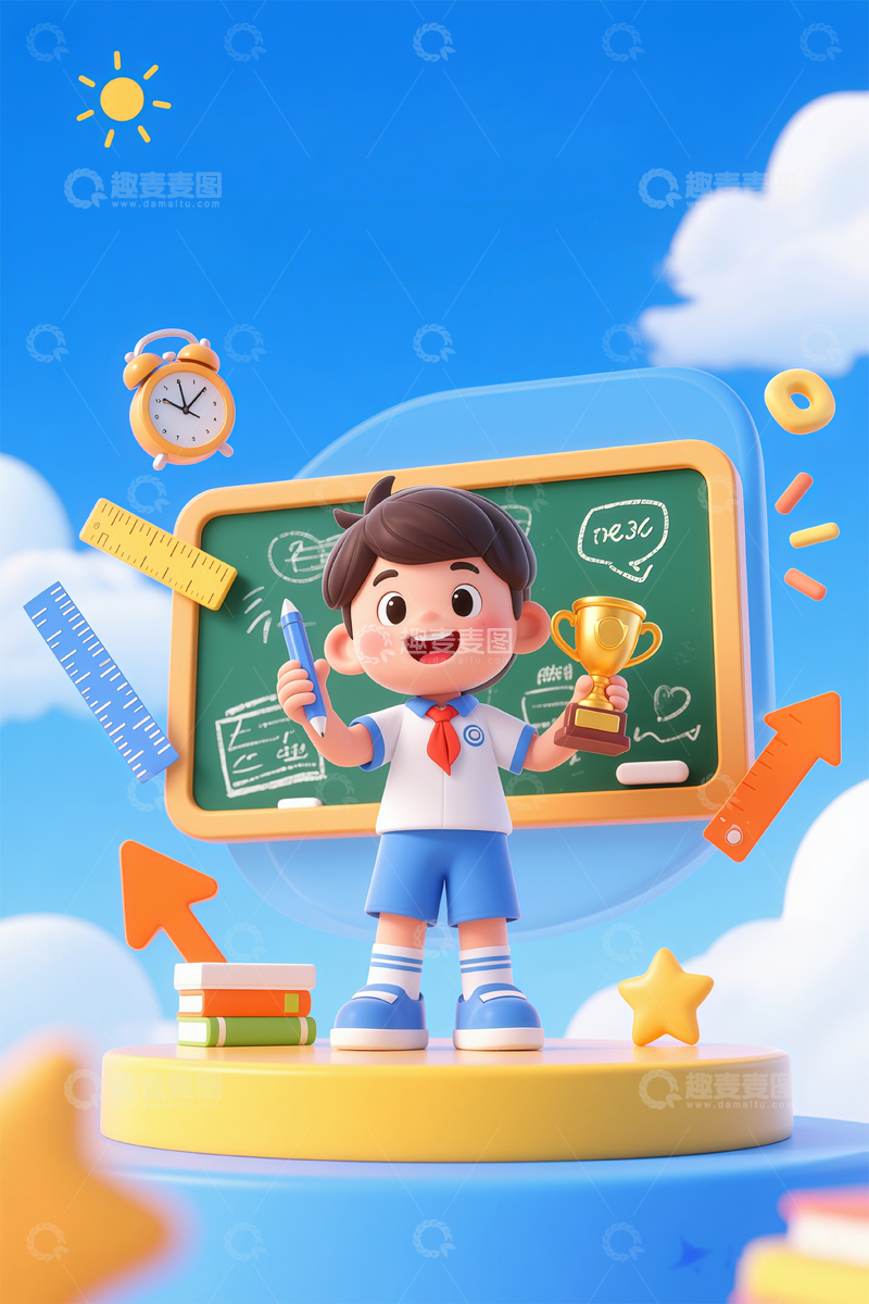 高清大图下载【趣麦麦图】卡通学习奖励场景设计素材