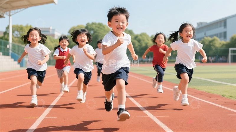 高清大图下载【趣麦麦图】-欢乐操场奔跑儿童摄影