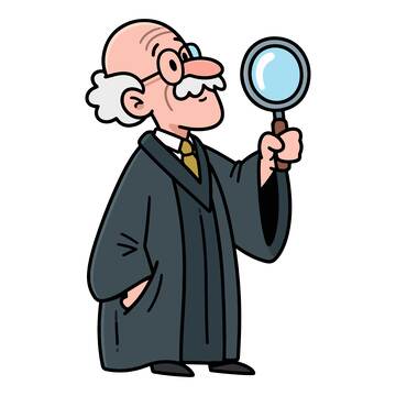 卡通老爷爷放大镜插画素材