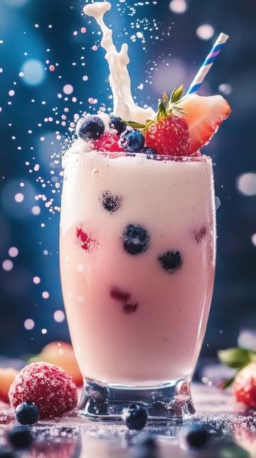 水果草莓蓝莓奶昔饮品