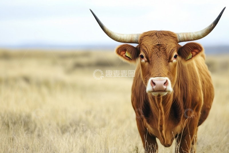 高清大图下载【趣麦麦图】荒原上的一头黄牛