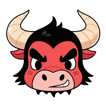 卡通风格牛头像矢量插画素材