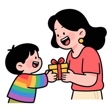 亲子互动送礼插画