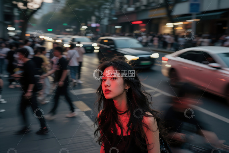 高清大图下载【趣麦麦图】抓拍街头前卫女孩儿