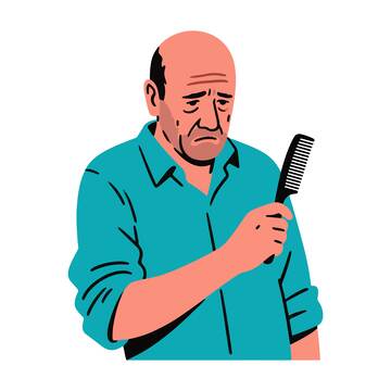 脱发秃头中年男性梳头发插画