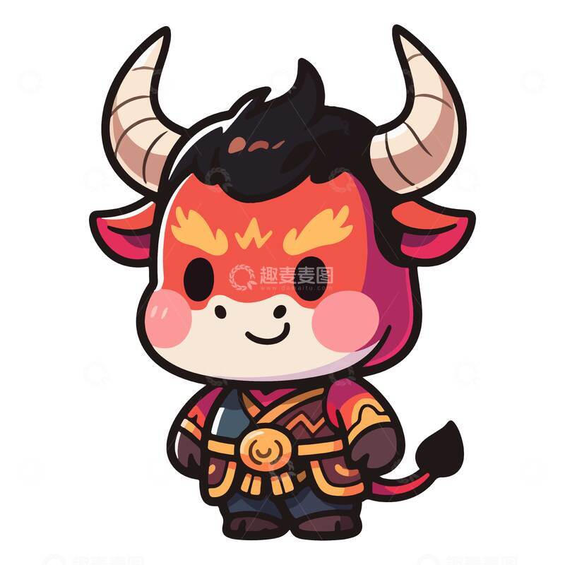 源文件下载【趣麦麦图】卡通牛形象插画设计素材