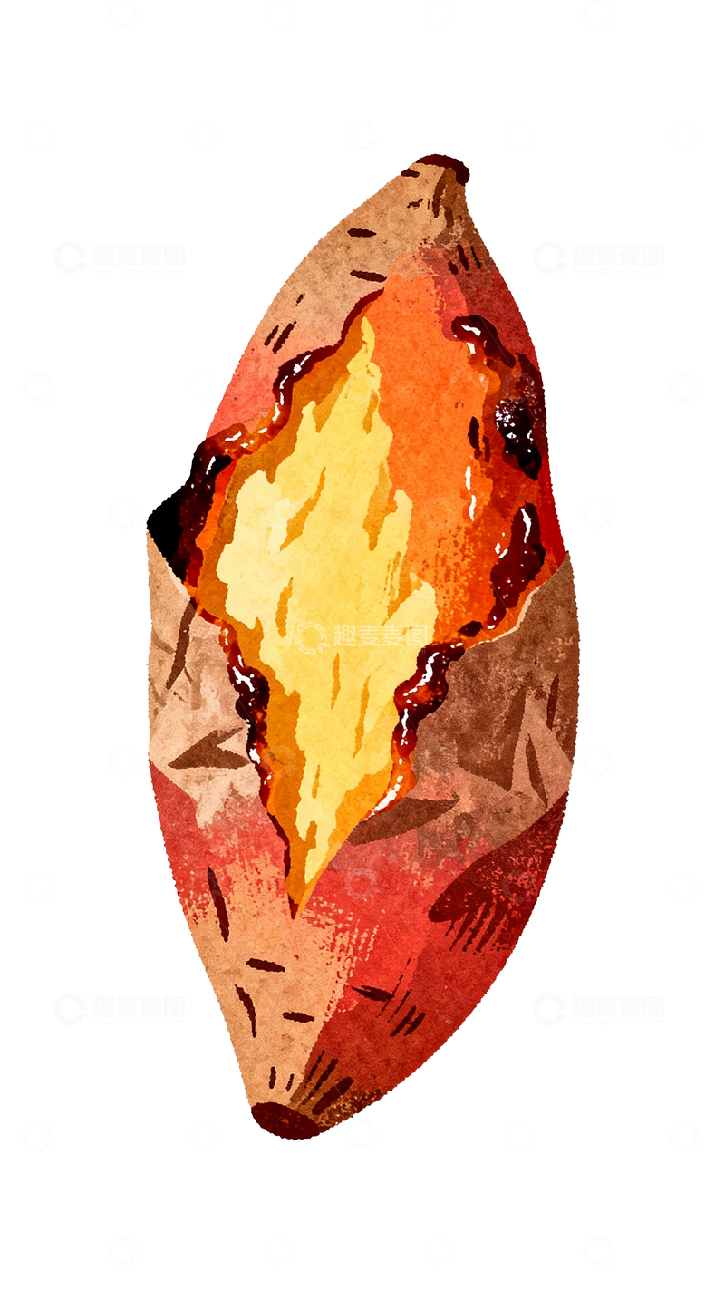 源文件下载【趣麦麦图】丝网印刷风格烤红薯2