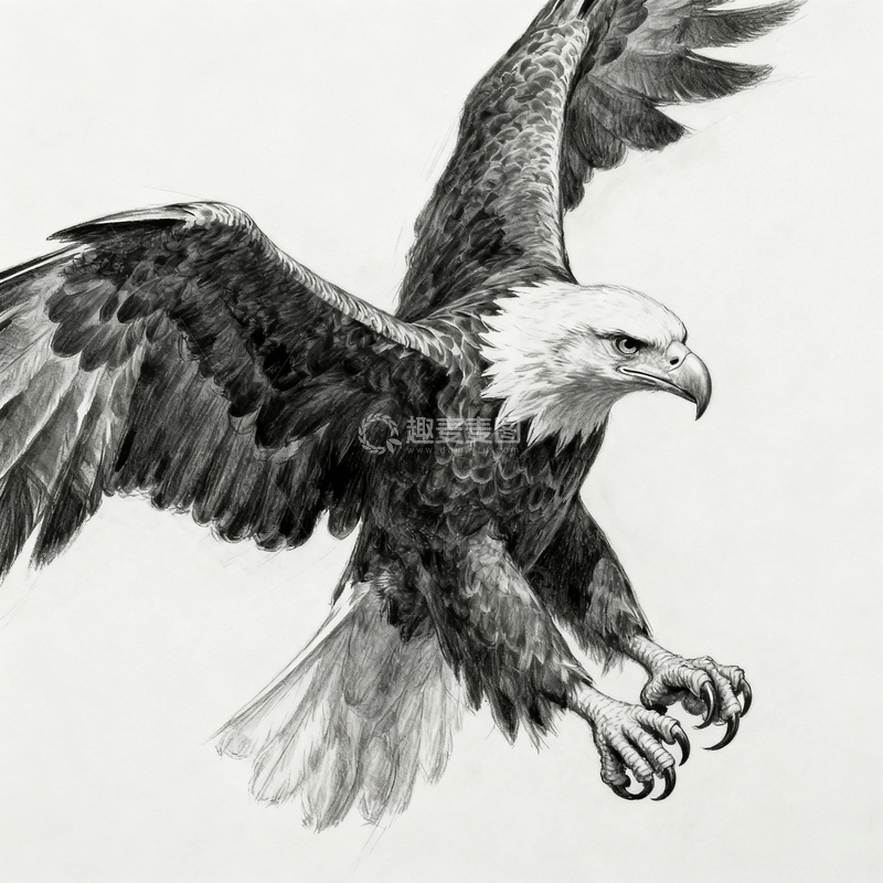高清大图下载【趣麦麦图】老鹰素描图片