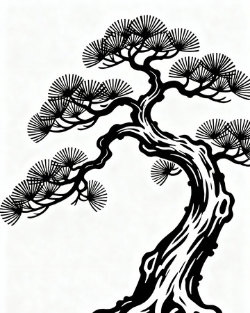 传统东方风格的松树枝干4