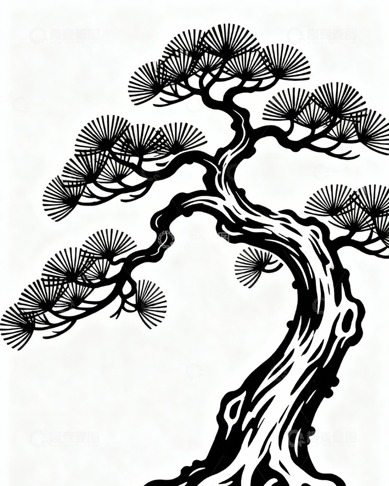 高清大图下载【趣麦麦图】-传统东方风格的松树枝干4