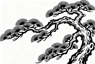 传统东方风格的松树枝干3