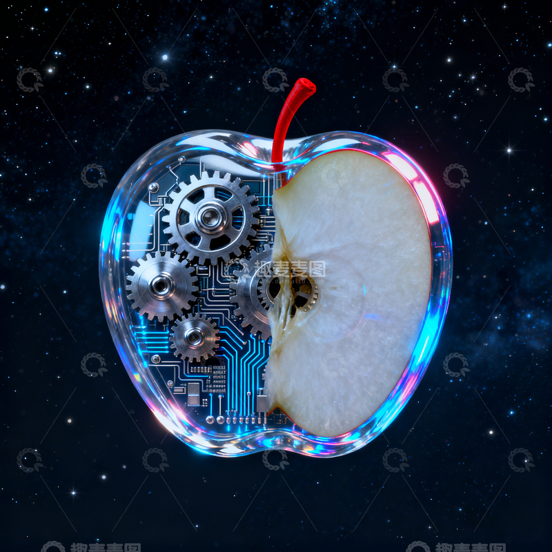 高清大图下载【趣麦麦图】苹果水果内部机械创意图
