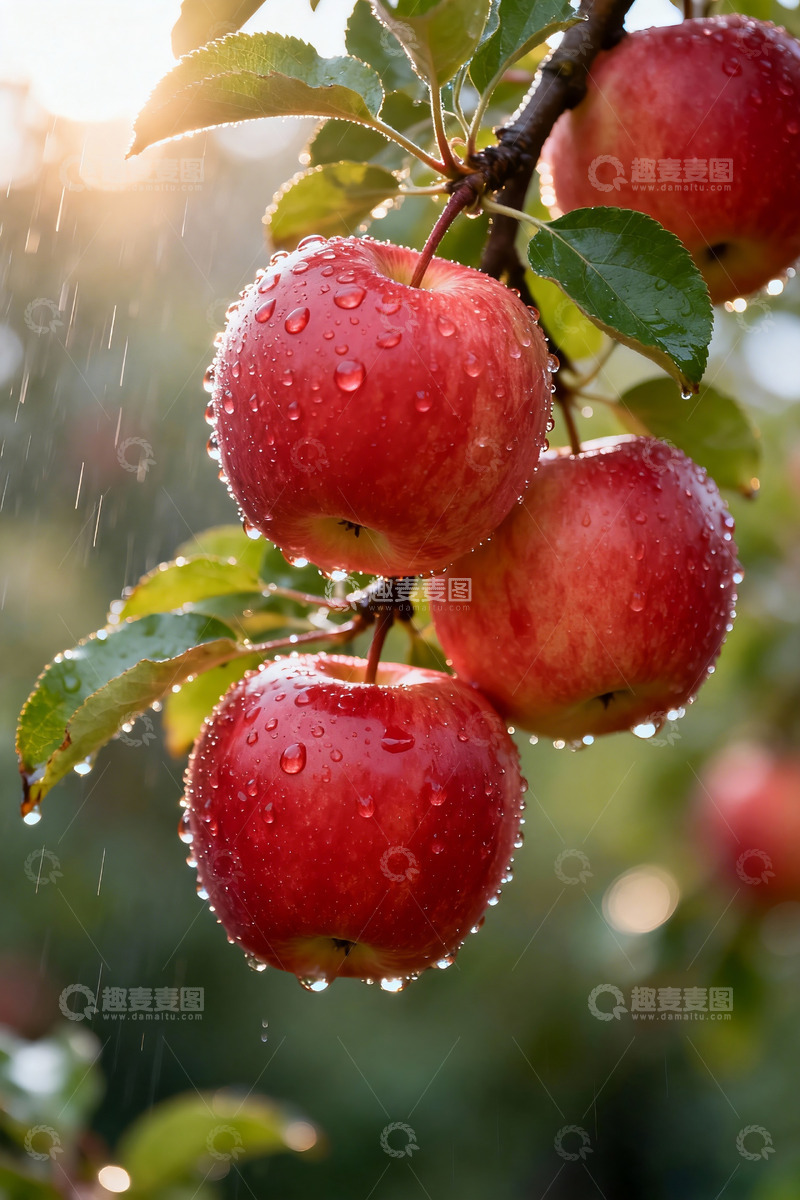 高清大图下载【趣麦麦图】大红苹果挂在枝头摄影2