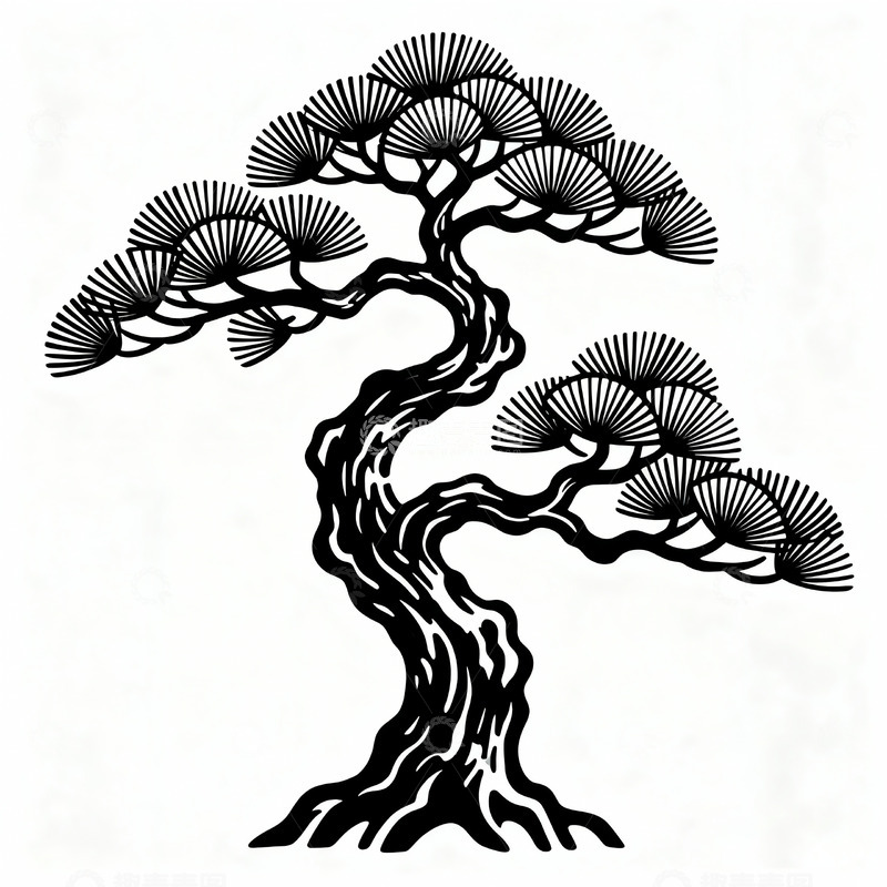 高清大图下载【趣麦麦图】传统东方风格的松树枝干8
