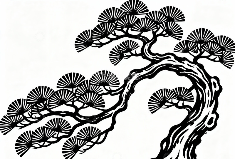 高清大图下载【趣麦麦图】传统东方风格的松树枝干5