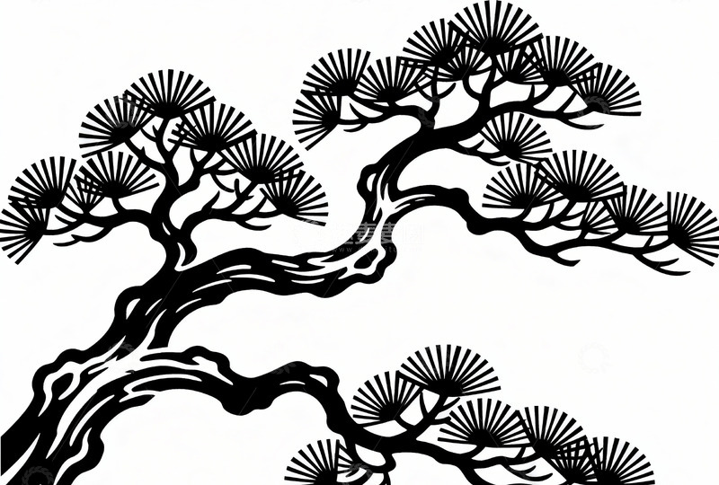 高清大图下载【趣麦麦图】传统东方风格的松树枝干