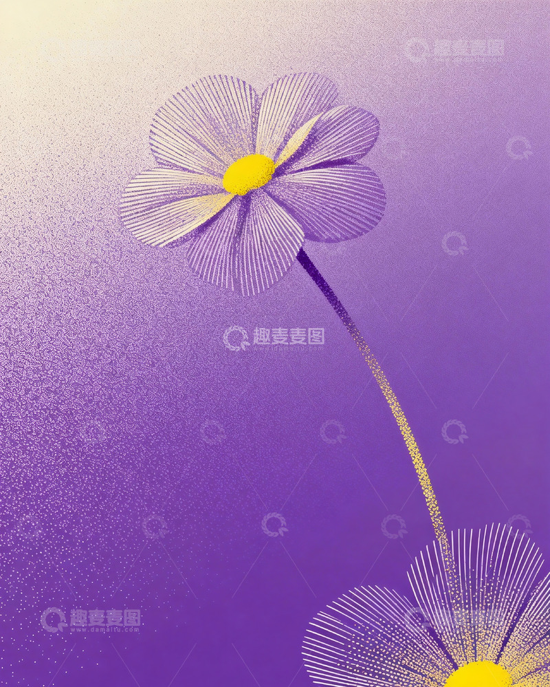 高清大图下载【趣麦麦图】-极简实验性平面插画花朵6