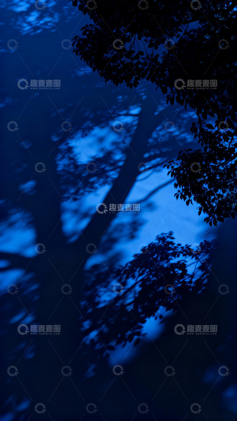 高清大图下载【趣麦麦图】-暗克莱因蓝暗调树影6