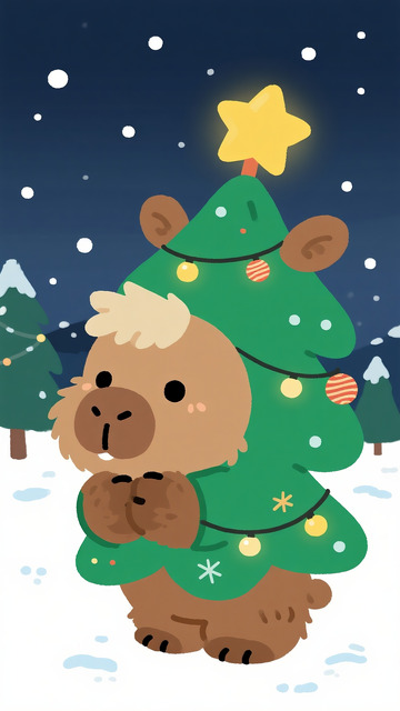 萌兽化身圣诞树的冬日温馨夜