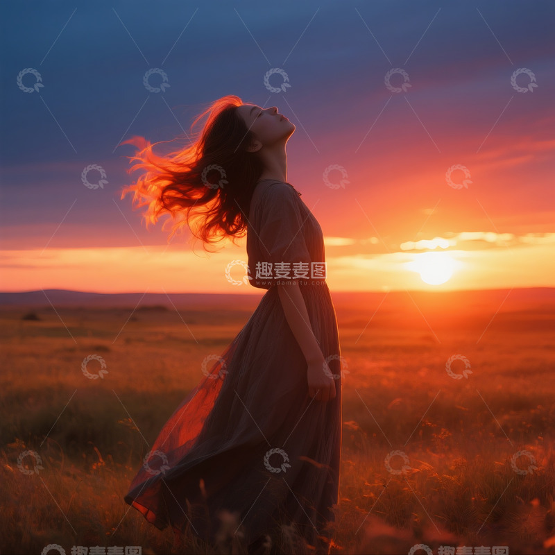 高清大图下载【趣麦麦图】广袤的原野 朦胧的剪影1