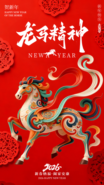 马年春节简约海报