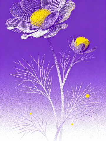 极简实验性平面插画花朵