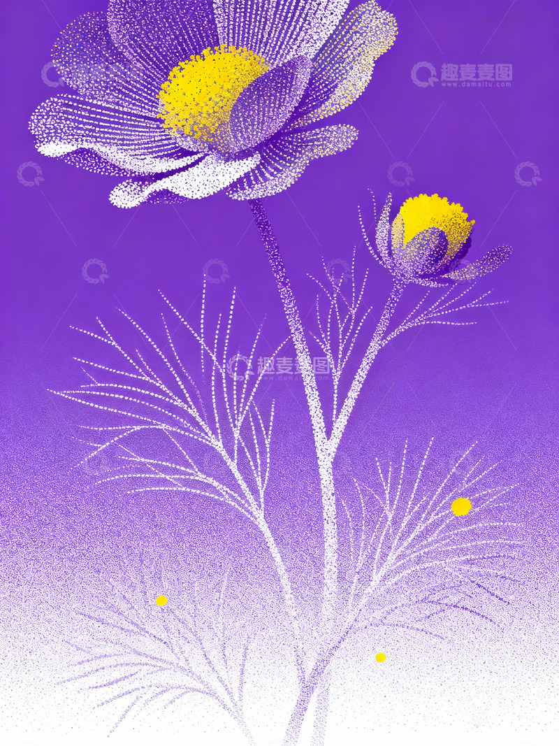 高清大图下载【趣麦麦图】-极简实验性平面插画花朵