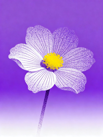 极简实验性平面插画花朵7