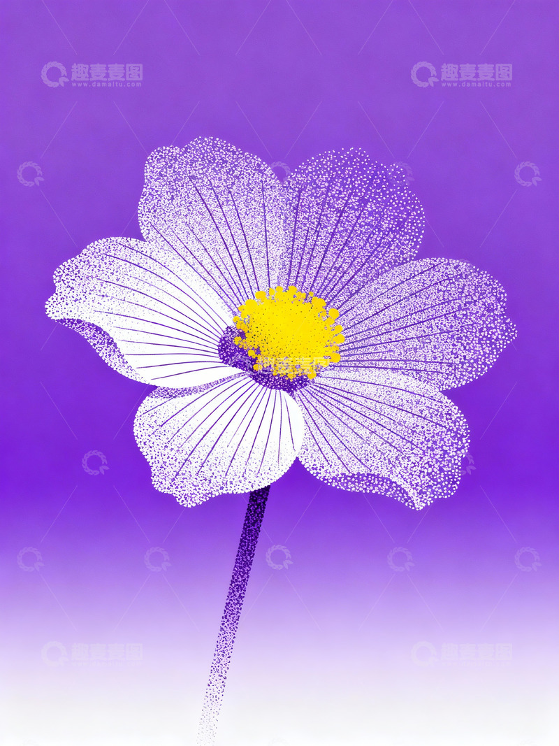 高清大图下载【趣麦麦图】-极简实验性平面插画花朵7