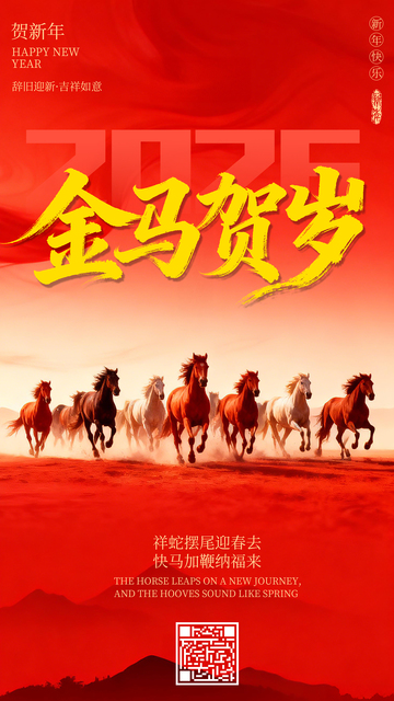 新春马年春节简约海报