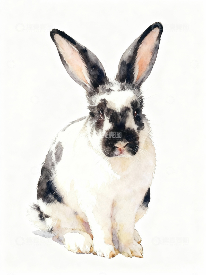 高清大图下载【趣麦麦图】水彩兔子插画