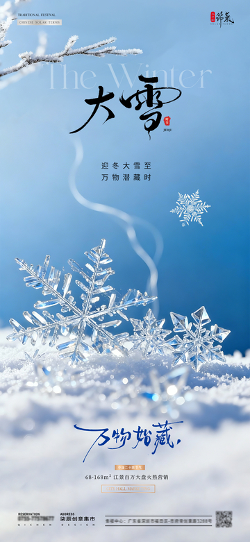 地产大雪冬天雪花节气海报