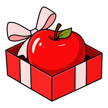 卡通苹果礼盒插画