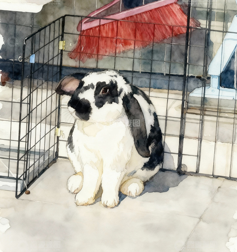 高清大图下载【趣麦麦图】水彩风兔子插画素材