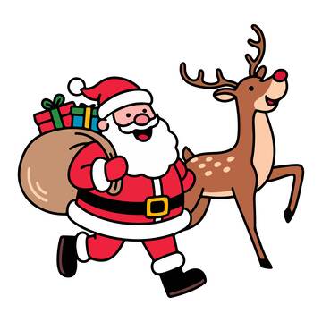 卡通圣诞老人驯鹿插画素材