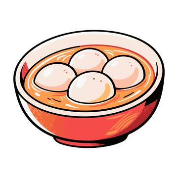卡通汤圆美食插画