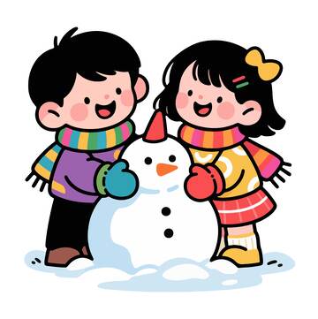 童趣雪人卡通插画