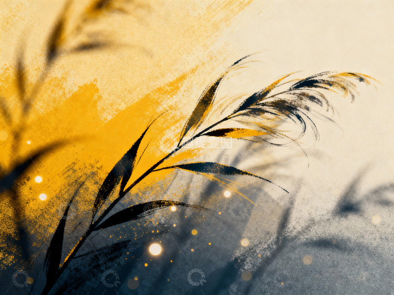 高清大图下载【趣麦麦图】微风轻拂的枝叶轮廓插画5